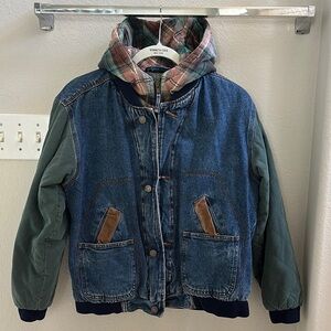 High Sierra Denim Jacket with Plaid Hood